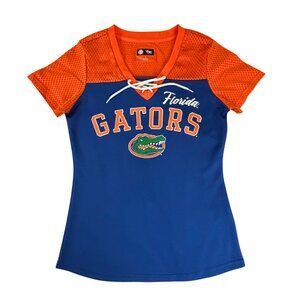 Florida Gators Women's Lace-Up V-Neck Jersey Top in Size Small